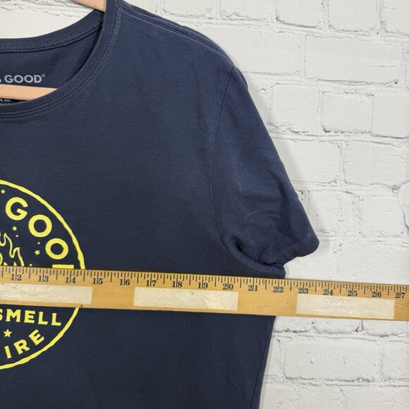 Life Is Good Shirt Blouse Women XL Crusher Life Blue Camp fire Outdoor Hiking - Picture 5 of 8